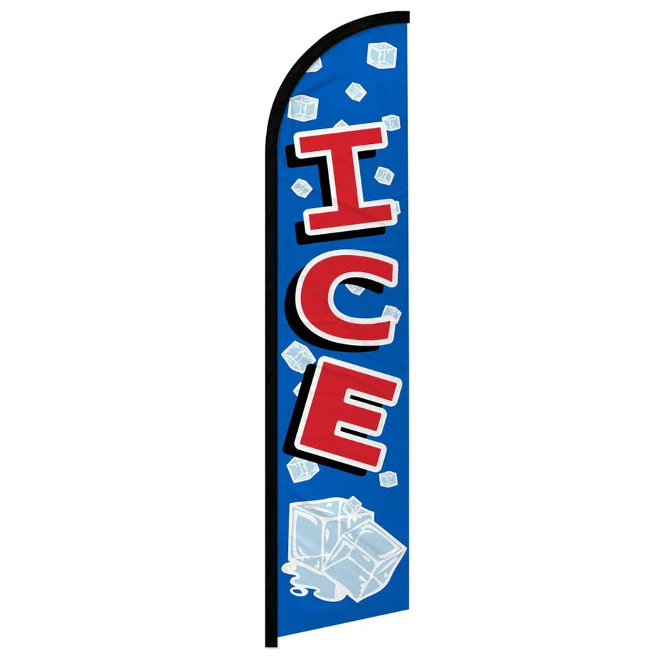Ice Windless Full Sleeve Feather Advertising Convenience Store Ice Banner Flag