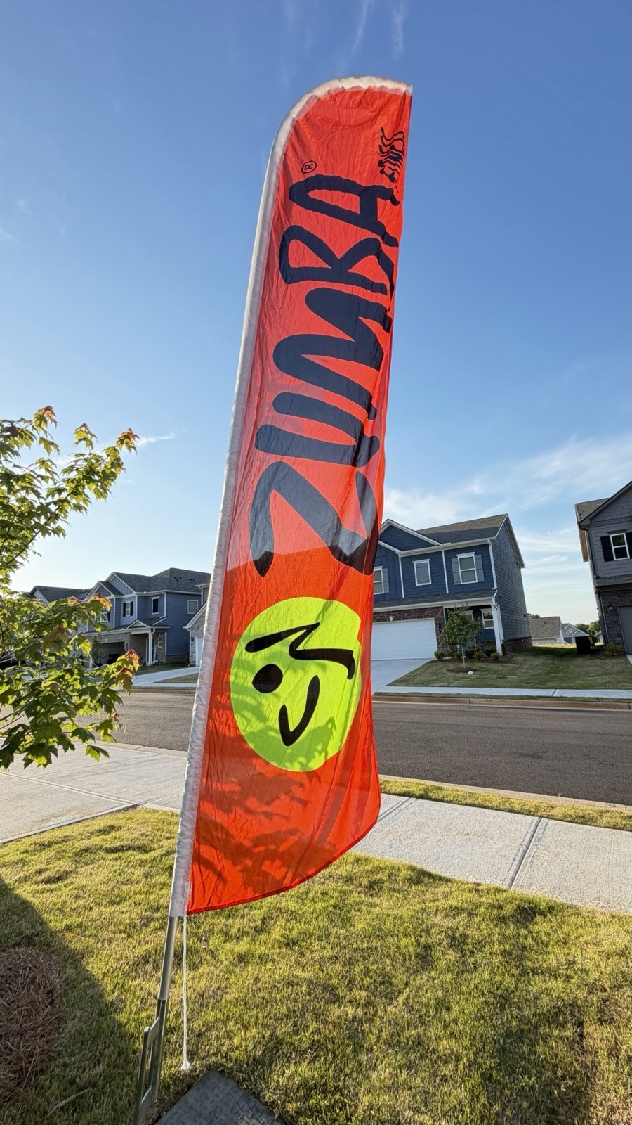 Zumba Fitness Orange Swooper Flutter Feather Flag | 3ft W x 11.5ft Tall