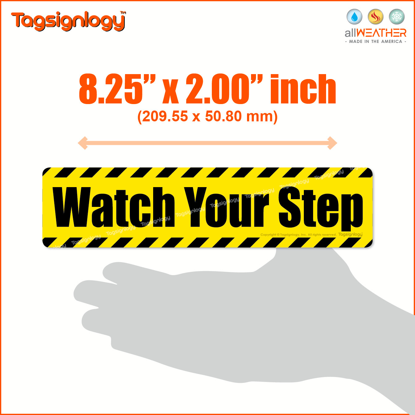 Watch Your Step Waterproof Sticker Outdoor Decal Vinyl Label Stair Safety Sign