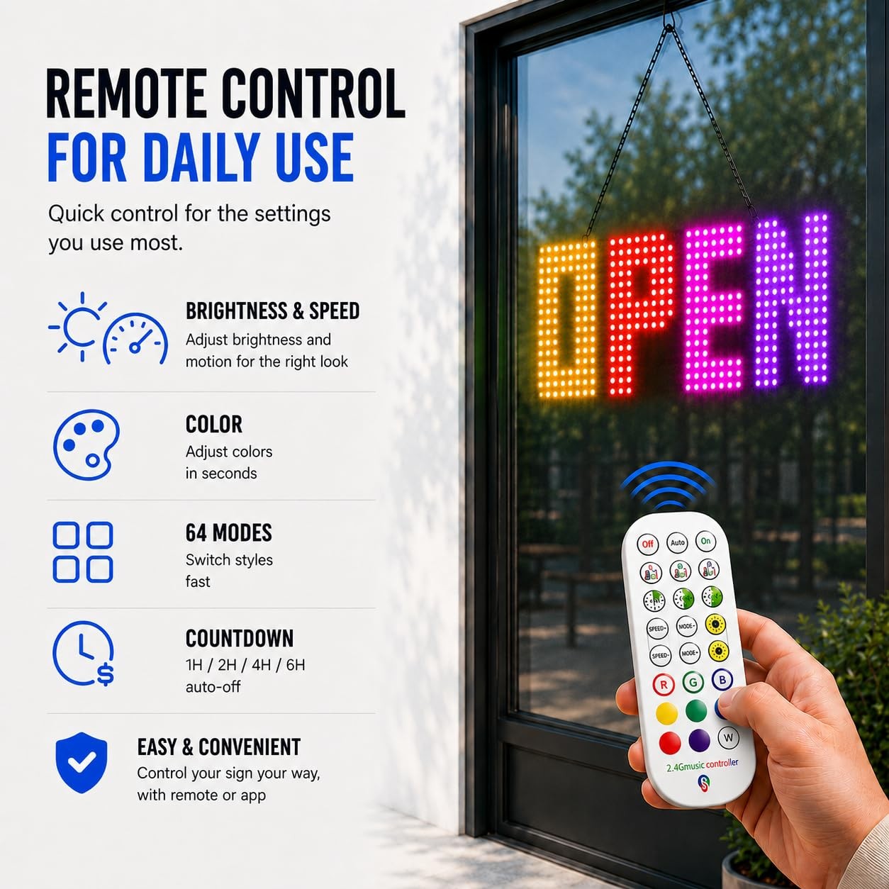 43″ x 14″ Open Sign for Business, Large RGB LED Open Sign with App & Remote C…