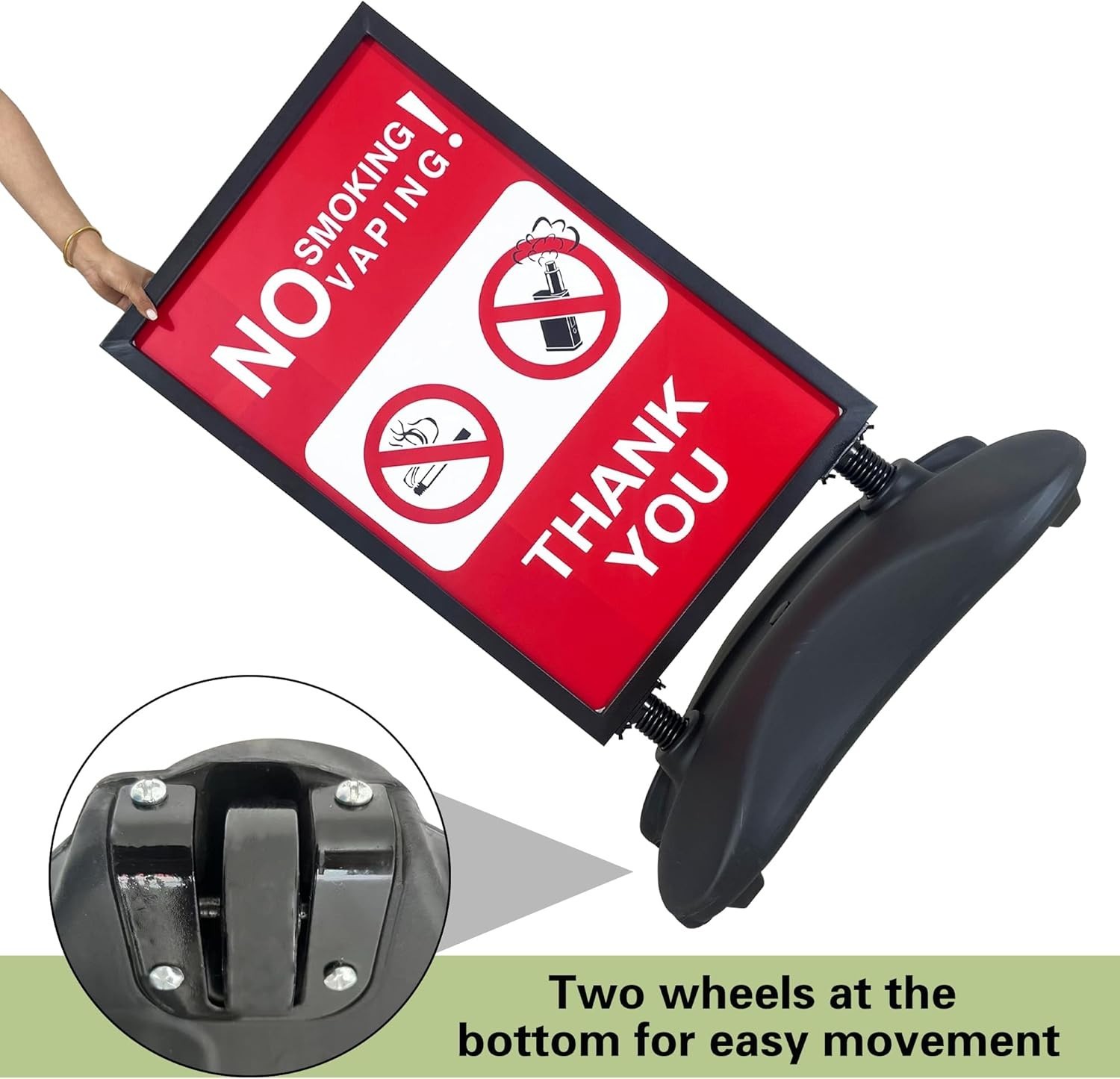 24″x36″ Water Base Sidewalk Sign Holder with Wheels, Outdoor Poster Stand
