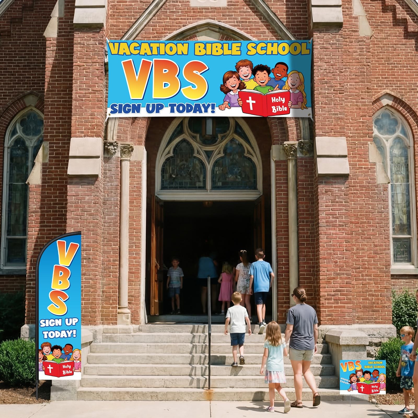Hahafelt 5 Pcs Vacation Bible School Stand Decor Kit Swooper Feather Flag Pole