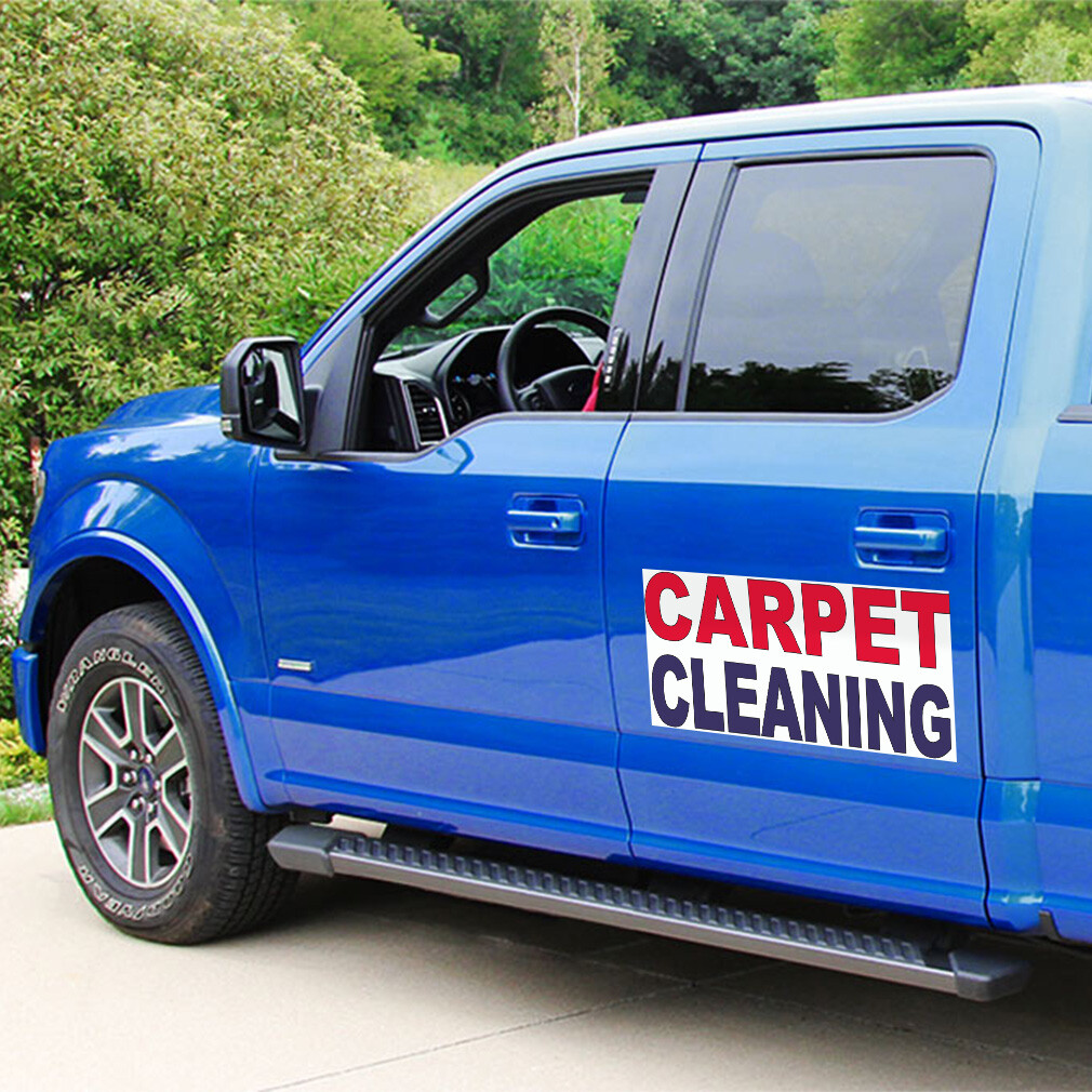 Car Magnet Set of 2 Carpet Cleaning Red Blue Car Advertising Industrial Sign