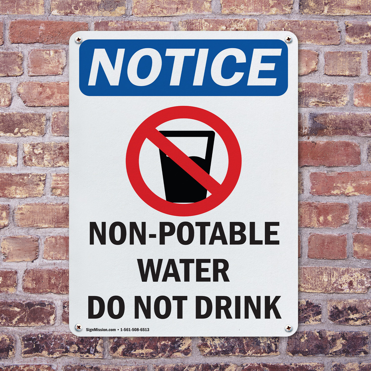 (2 Pack) Non-Potable Water OSHA Notice Sign Decal Metal Plastic