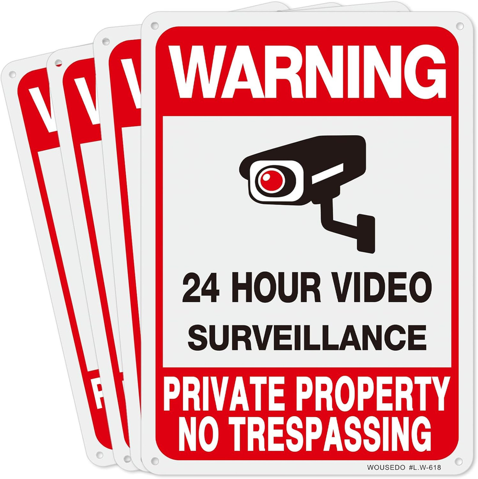 Private Property No Trespassing Sign 4 Pack Aluminum UV Waterproof Security