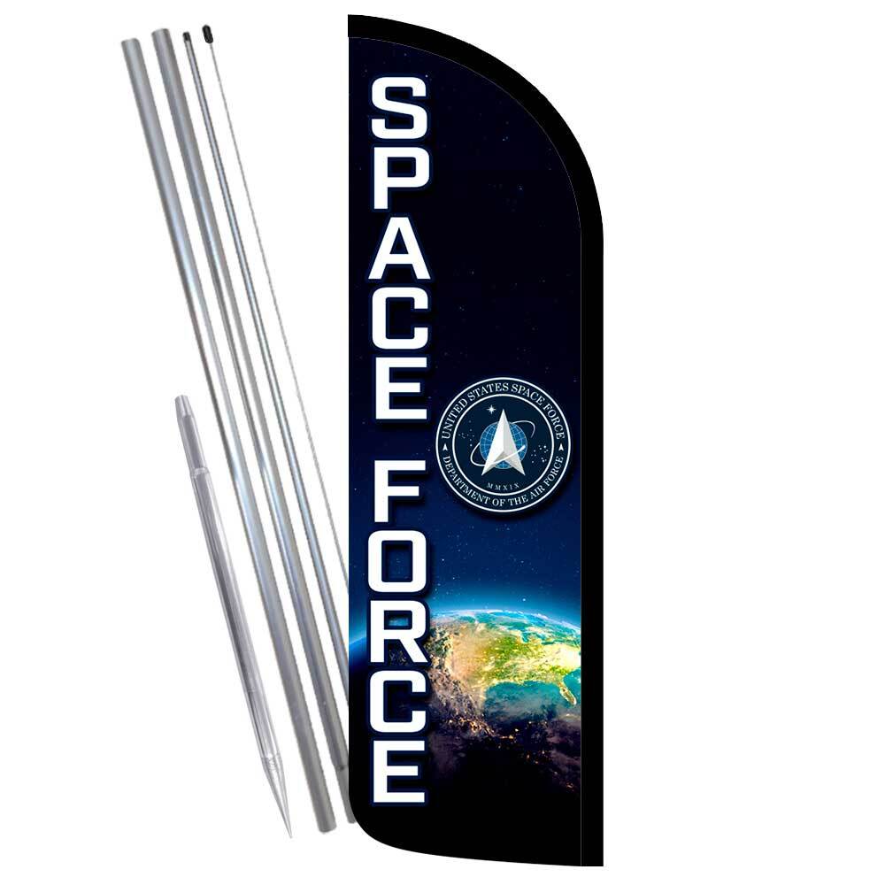 United States Space Force Premium Windless Feather Flag Bundle (Complete Kit) OR