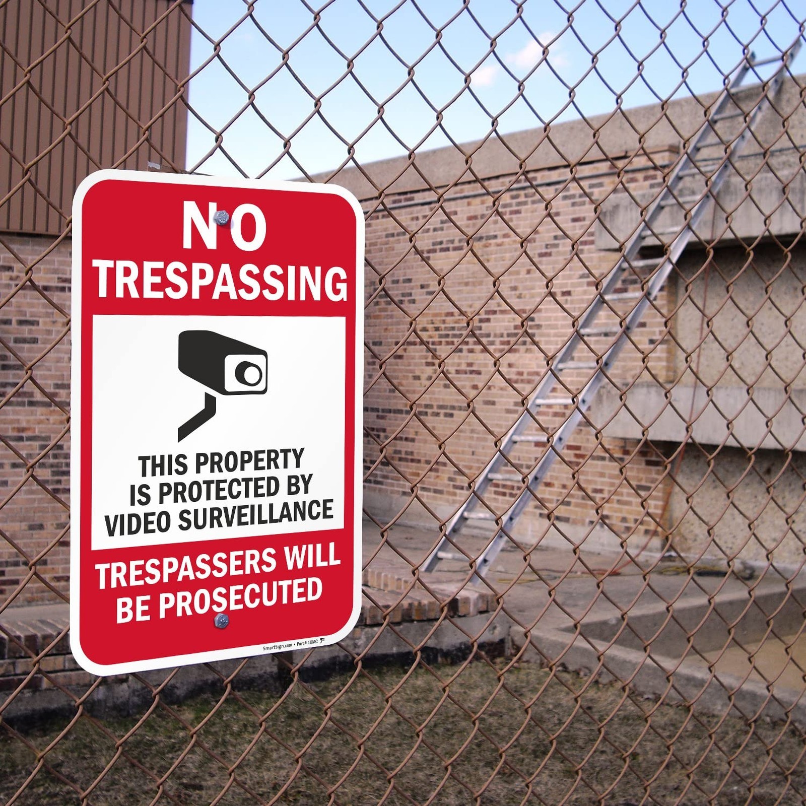 No Trespassing Video Surveillance Metal Sign 18×12 Inches Laminated Aluminum