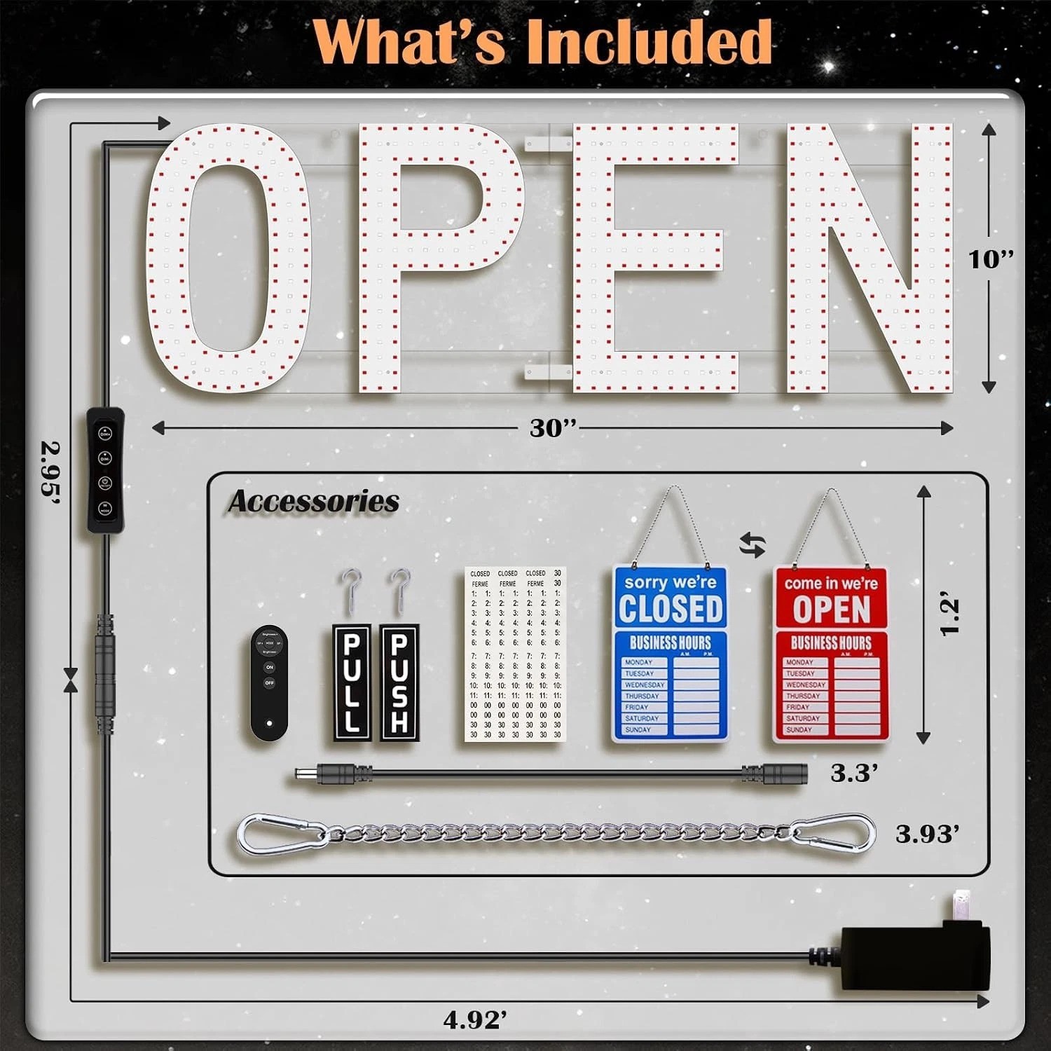 Ultra Bright 30″x10″ Large LED Open Signs for Business Display Digital Retail