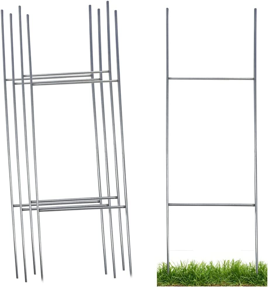 Sturdy Metal H Frame Wire Step Stakes for Yard Signs(10 x 24 inch)(Stakes Only)