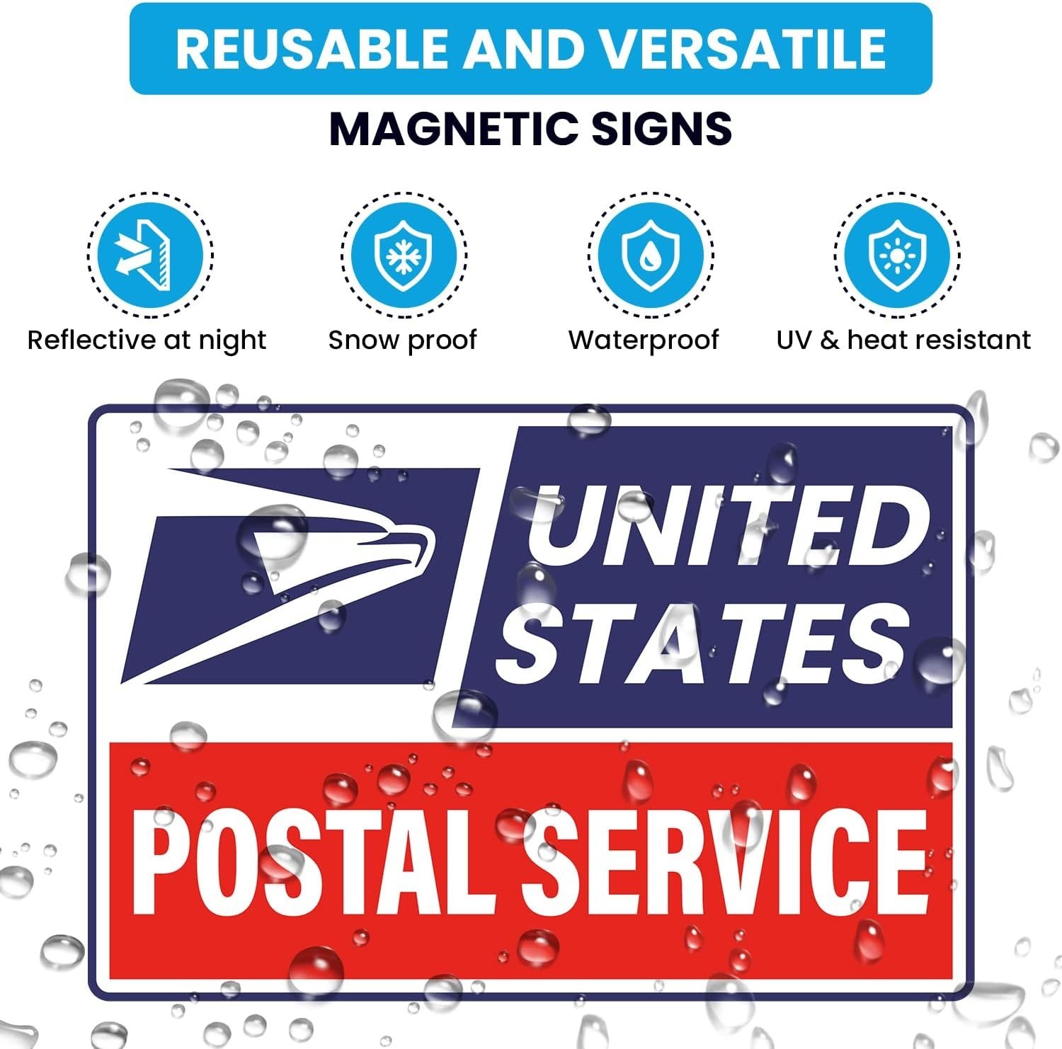 Car Magnets Postal,Heavy Duty U.S. Reflective Mail Delivery Driver Magnetic Sign
