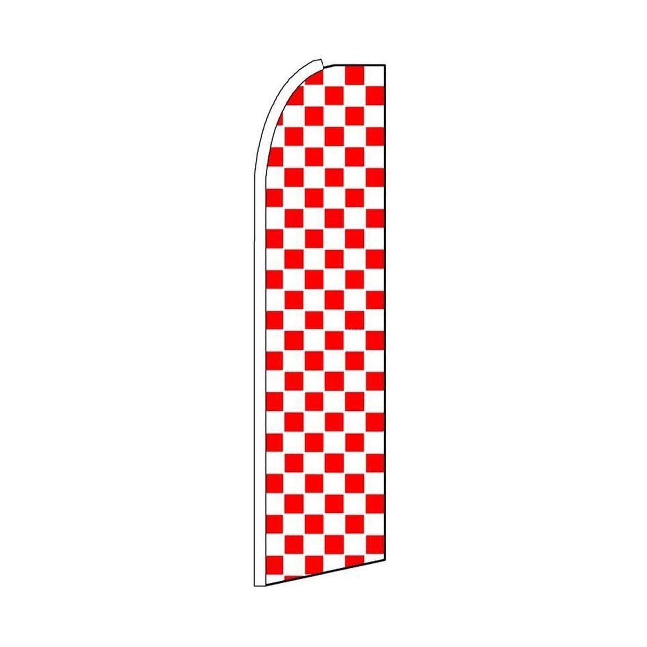 Red & White Checkered Swooper Flutter Feather Flag | 3ft W x 11.5ft Tall