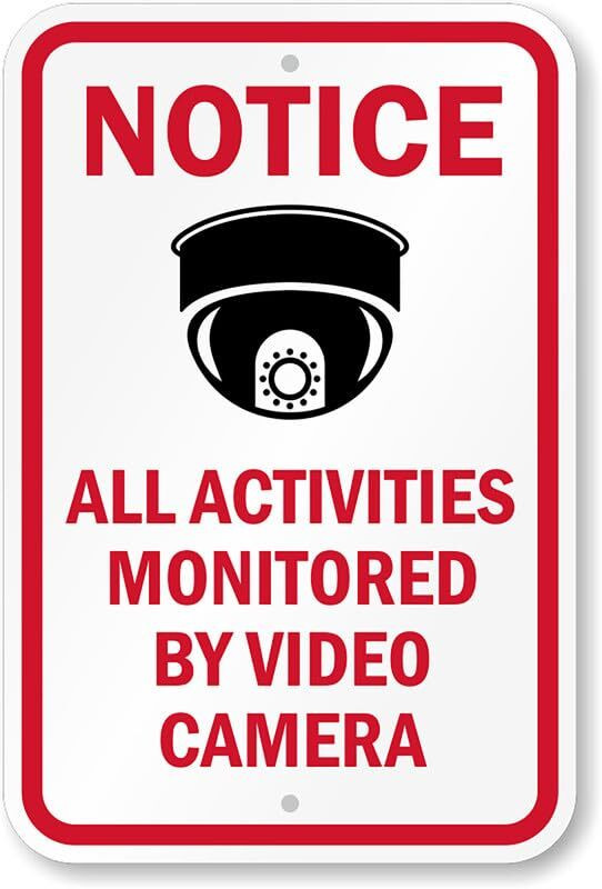Video Surveillance Sign Aluminum Weatherproof 8×12 Outdoor Security