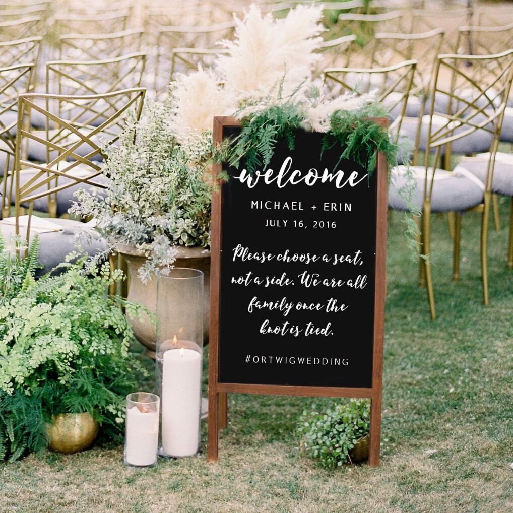 Large Wooden A-Frame Chalkboard Menu Sign Black Board Sidewalk Wedding Signage