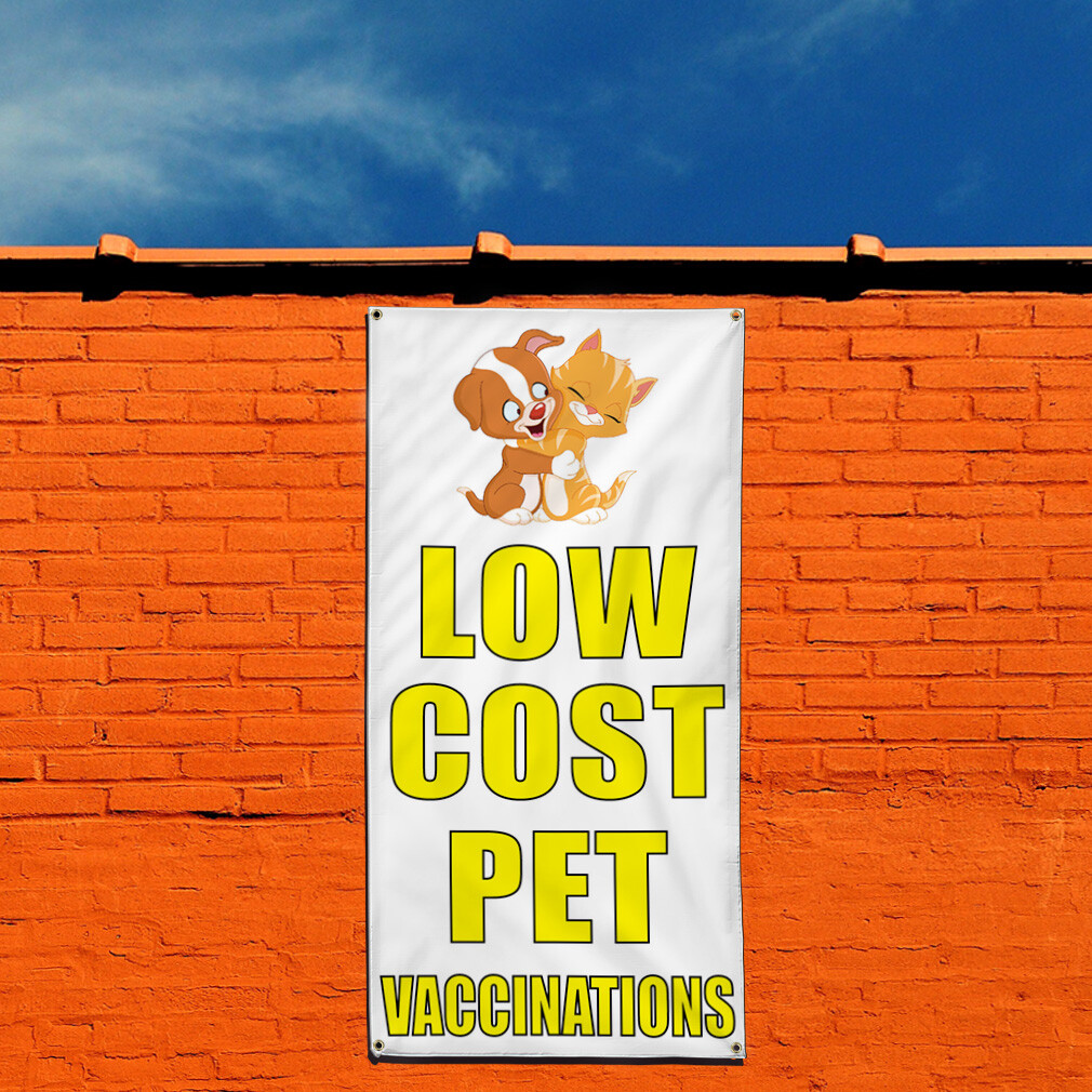 Vertical Vinyl Banner Multiple Sizes Low Cost Pet Vaccination Business Outdoor