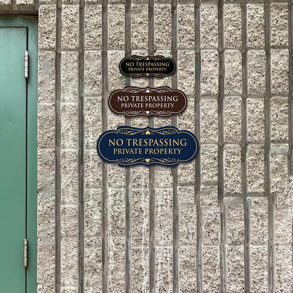 Designer No Trespassing Private Property Wall or Door Sign | Security Sign for P