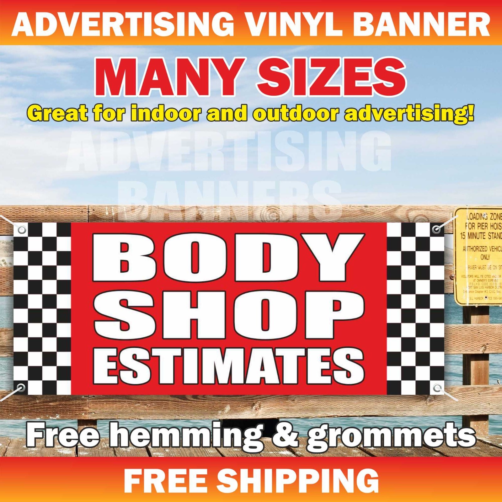 BODY SHOP FREE ESTIMATES Advertising Banner Vinyl Sign auto repair service auto