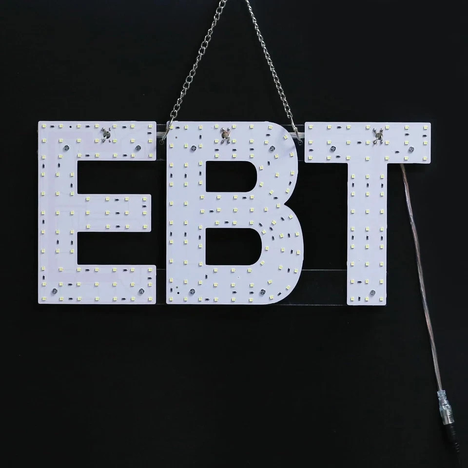 Large LED EBT Store Sign – 30″x10″ White, Super Bright, Unique, Window Display