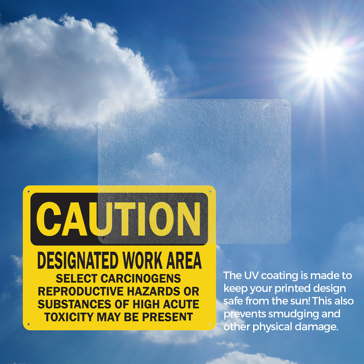 (2 Pack) Designated Work Area Select Carcinogens Reproductive OSHA Caution Sign