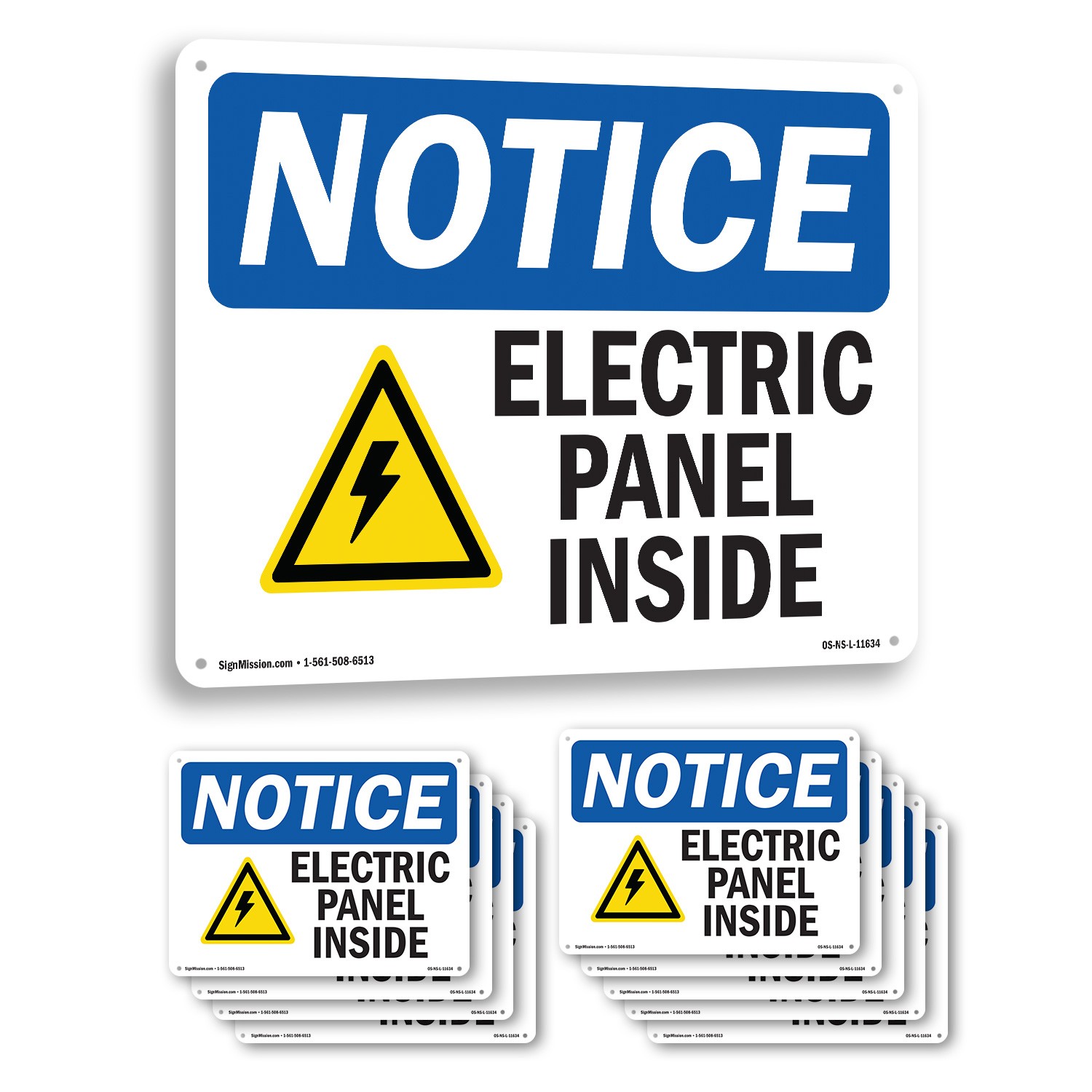 Electric Panel Inside OSHA Notice Sign Metal, Plastic, Or Decal – 5 or 10 Pack
