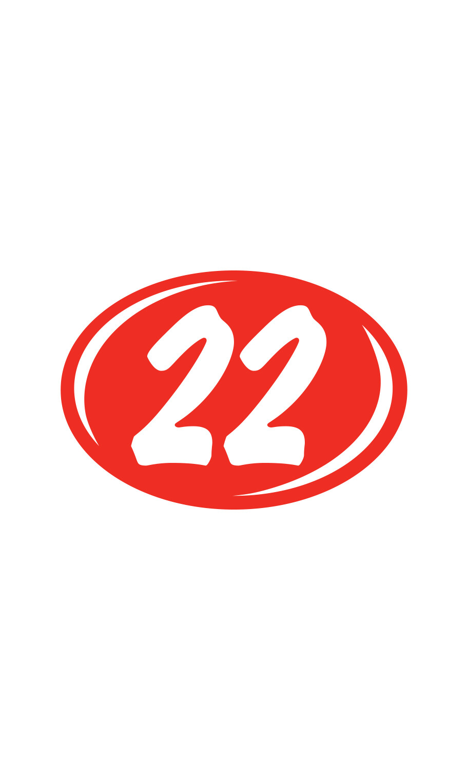 SSWBasics Oval 2-Digit Year Stickers – White/Red – “22” – Pack of 12