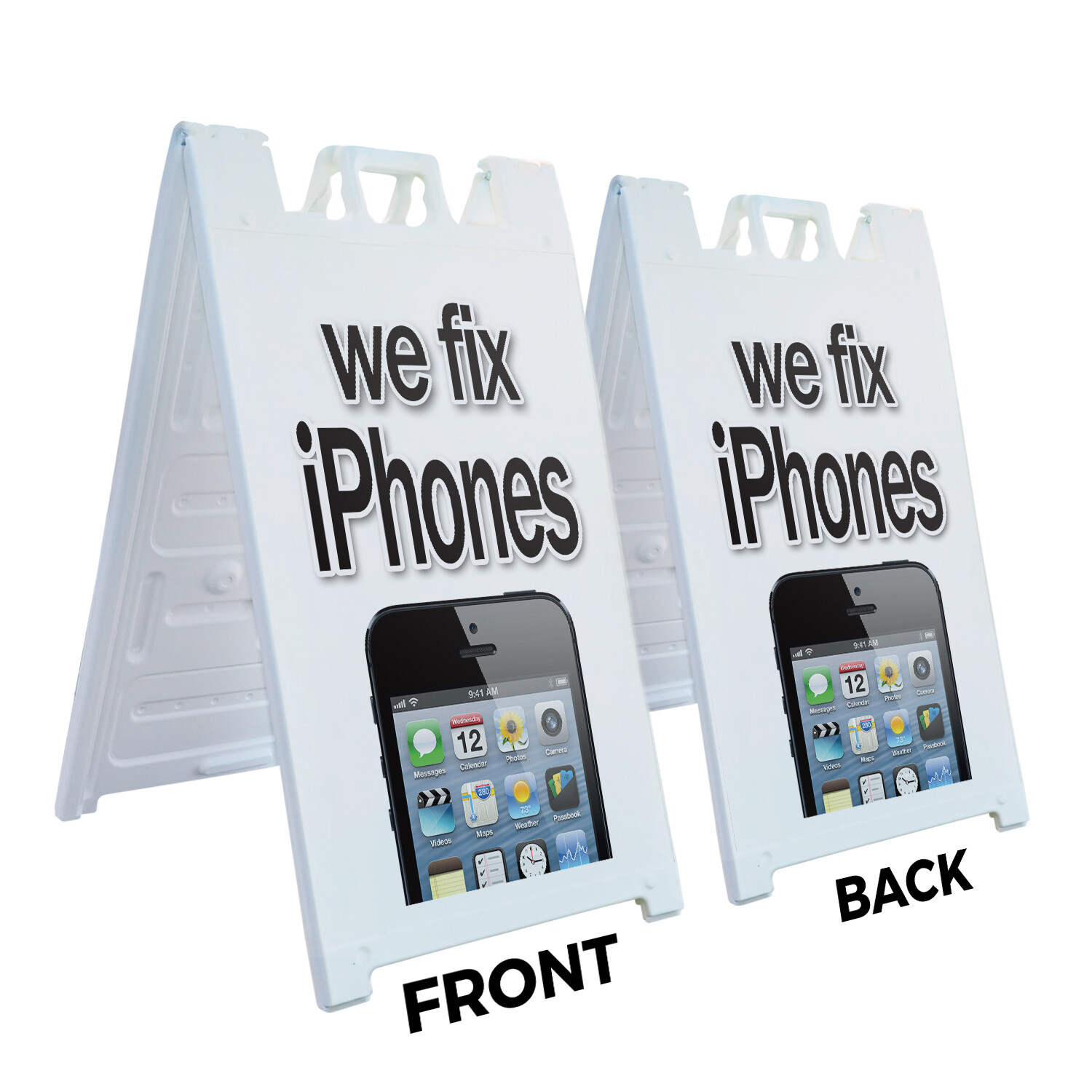 A-frame Sidewalk We Fix Iphones 24″ x 36″ Double Sided A-Frame Sidewalk Sign