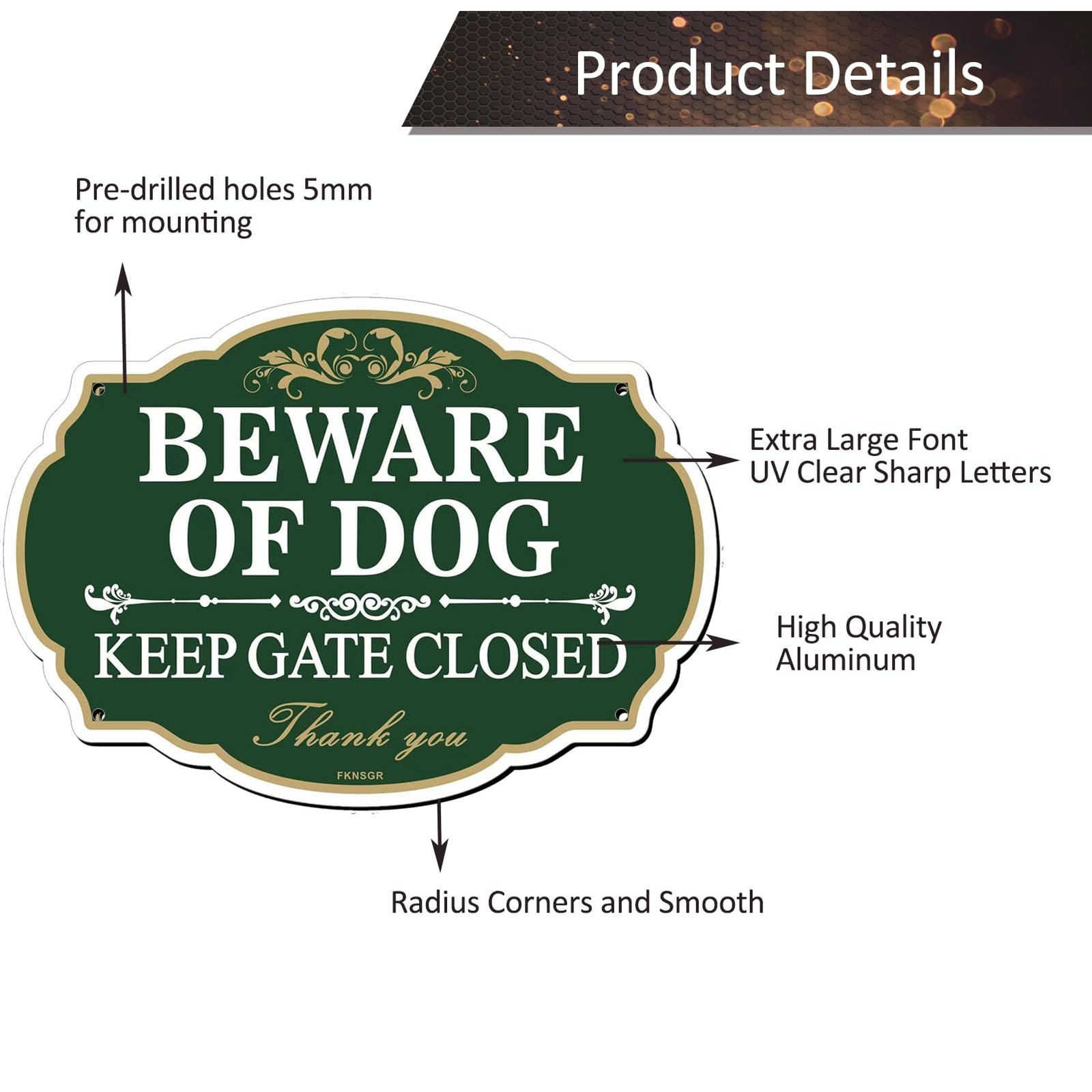 Beware Of Dog Keep Gate Closed Sign 2 Pack 10×7 Inch Aluminum Private Property