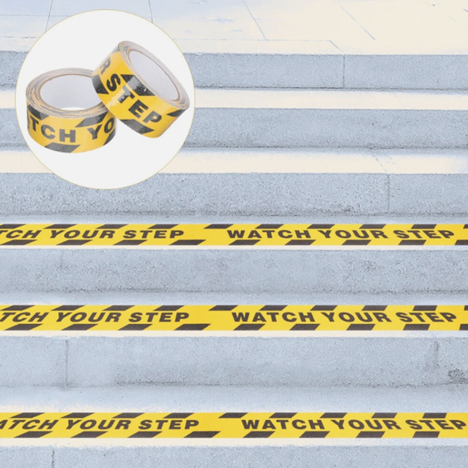 3 Pack Watch Your Step Sign Anti-slip Warning Sticker Adhesive Warning Tape Roll