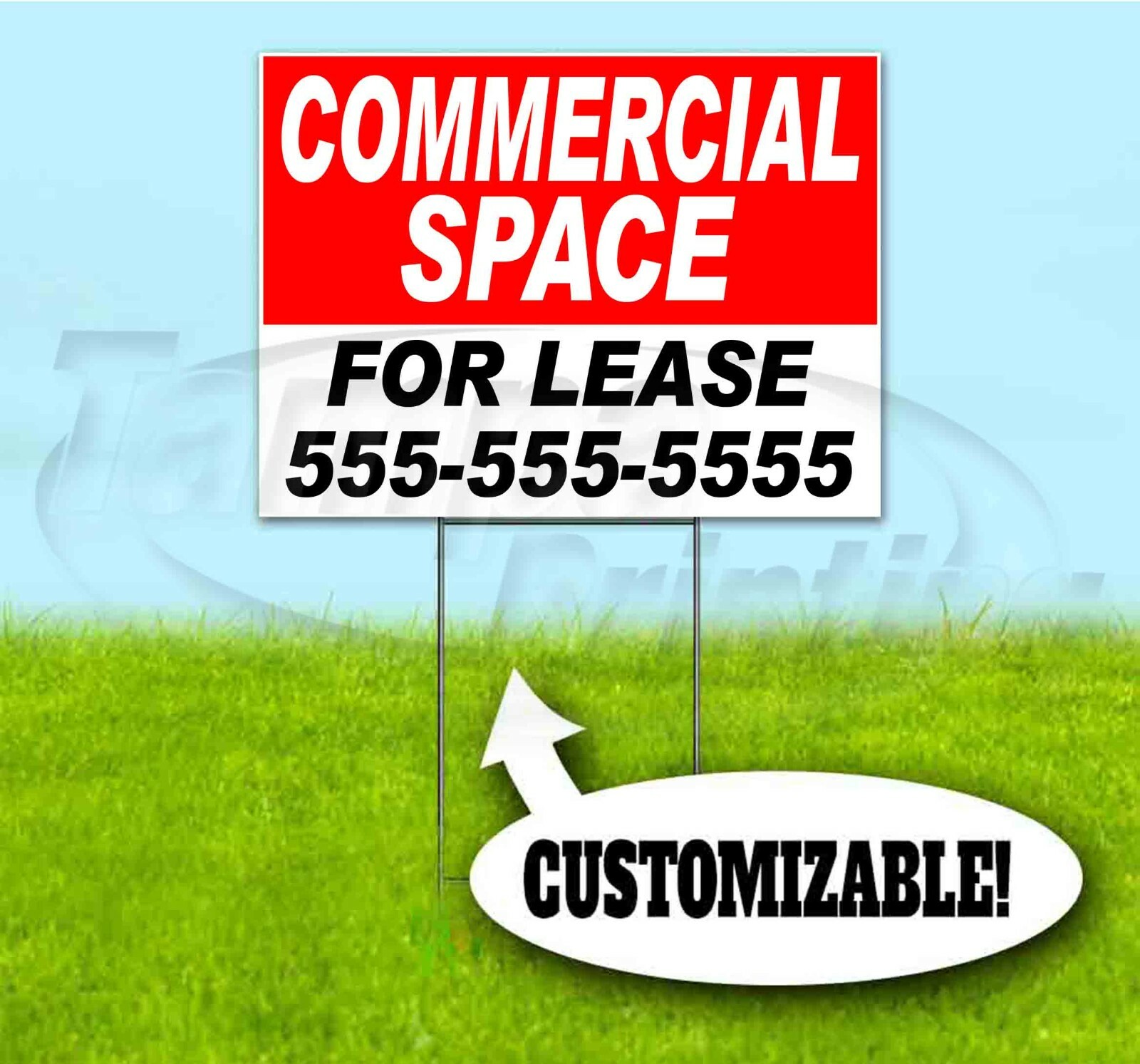 COMMERCIAL SPACE FOR LEASE CUSTOM 18×24 Yard Sign WITH STAKE Bandit USA REALTY