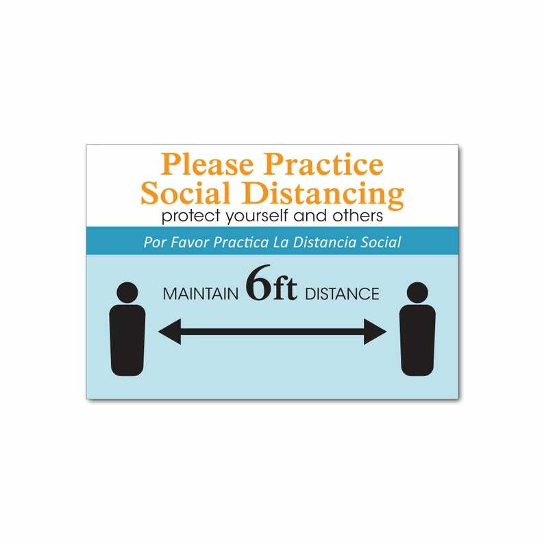 Please Practice Social Distancing Business Store Sign ~ 6ft Apart Sign 19″ x 13″