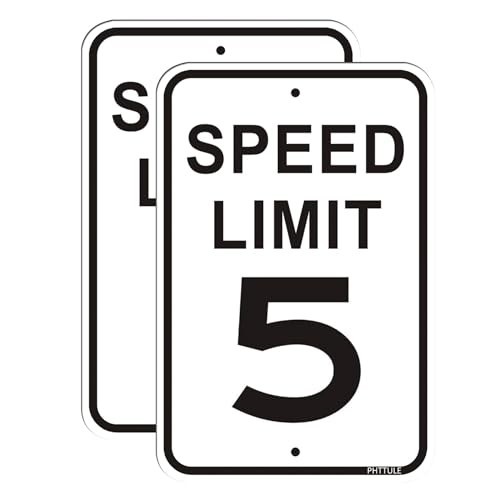 Speed Limit 5 MPH Sign 2 Pack, 12 x 18 inches Slow Down Sign Reflective 40Mil…