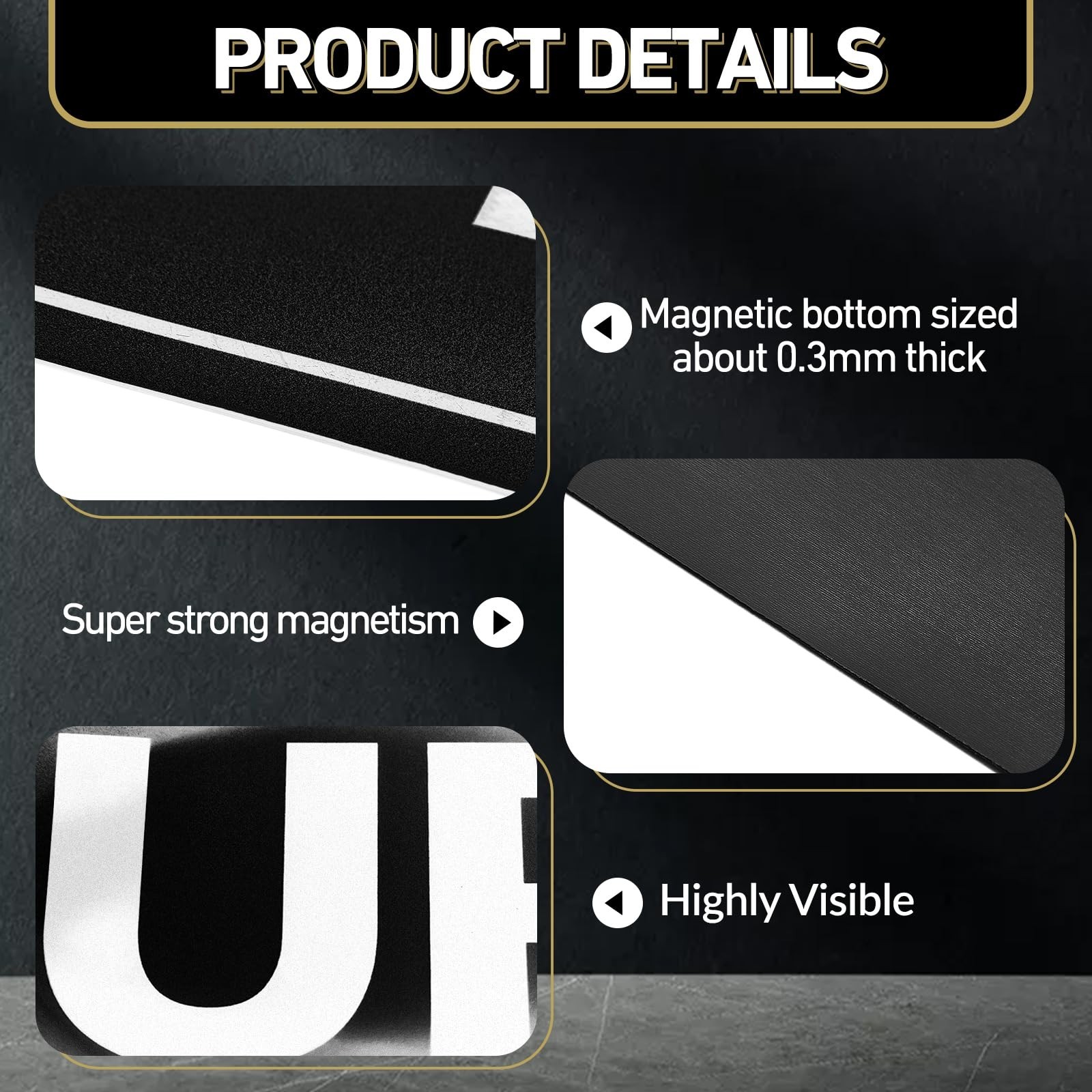 4 Pcs Reflective Magnetic Security Signs for Vehicles – Heavy Duty Waterproof Pa