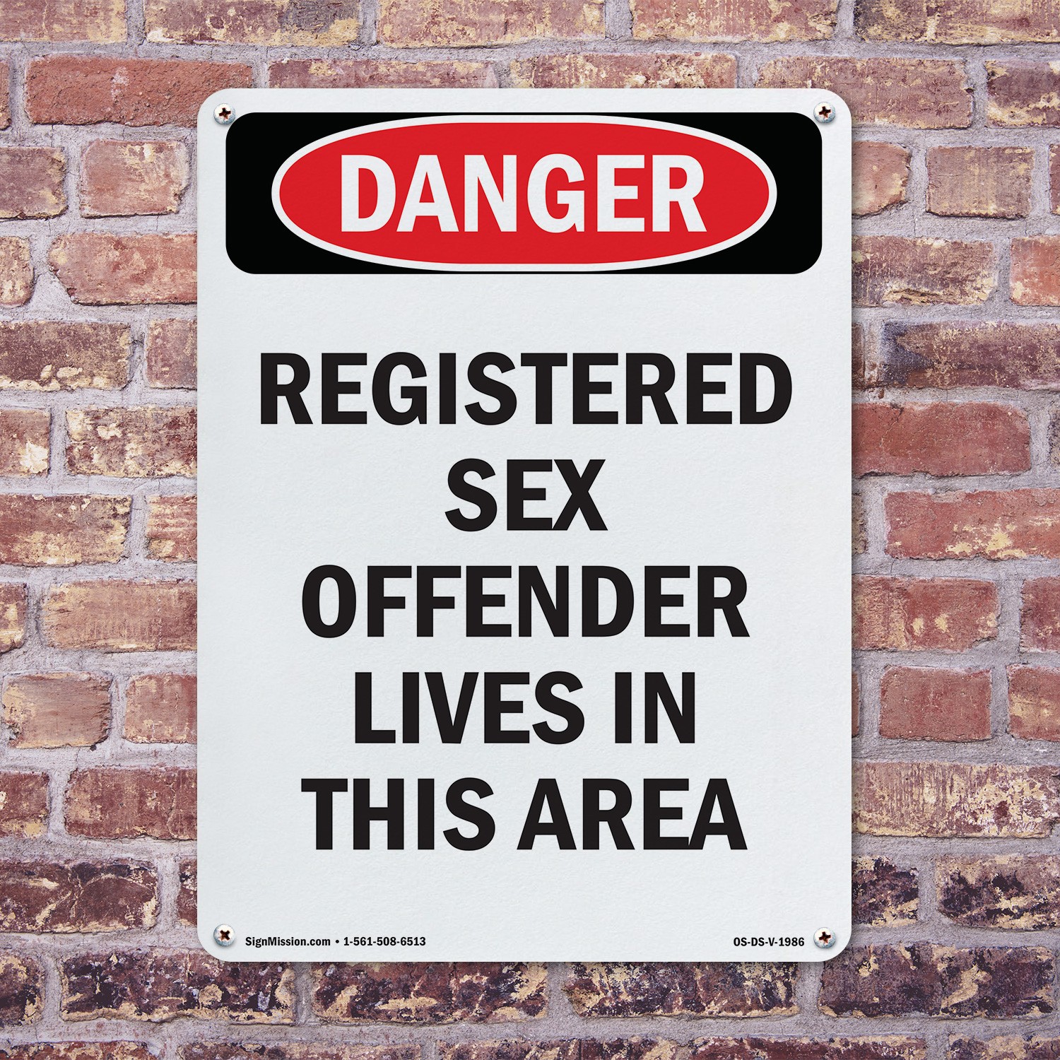 Portrait Registered Sex Offender OSHA Danger Sign Metal, Decal – 5 or 10 Pack