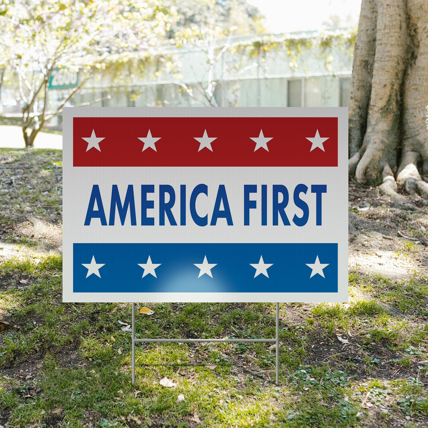 America First Yard Sign Patriotic Slogan, National Pride, Outdoor Use