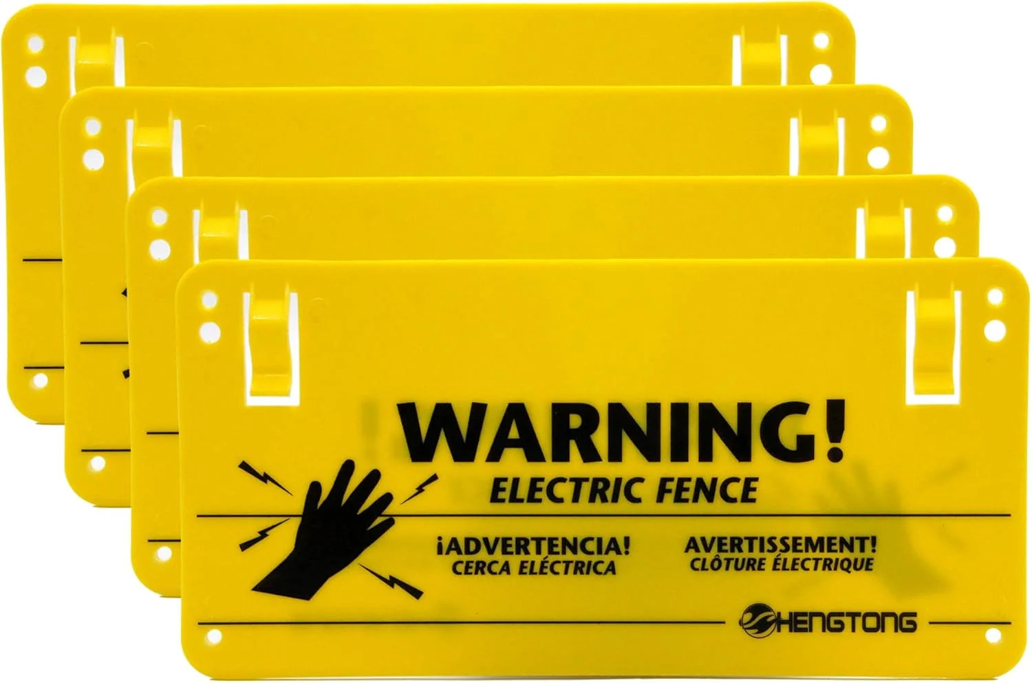 Plastic Electric Fence Warning Signs – 4 Pcs Yellow, 9.5 x 4.7 Inch, No Touching