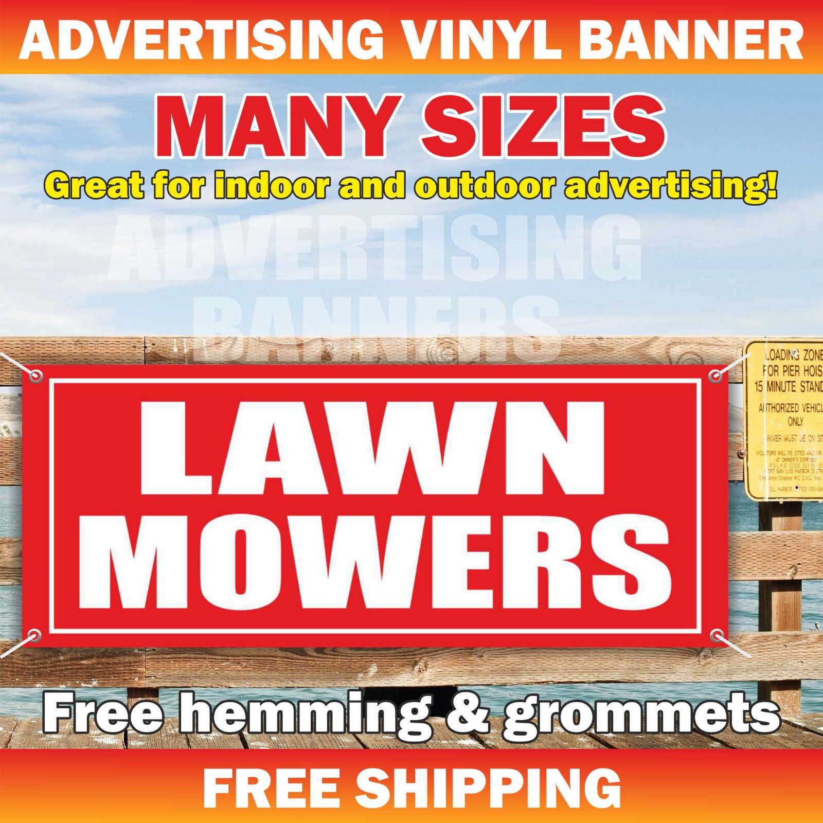 LAWN MOWER Advertising Banner Vinyl Mesh Sign blades oil grass landscape repair