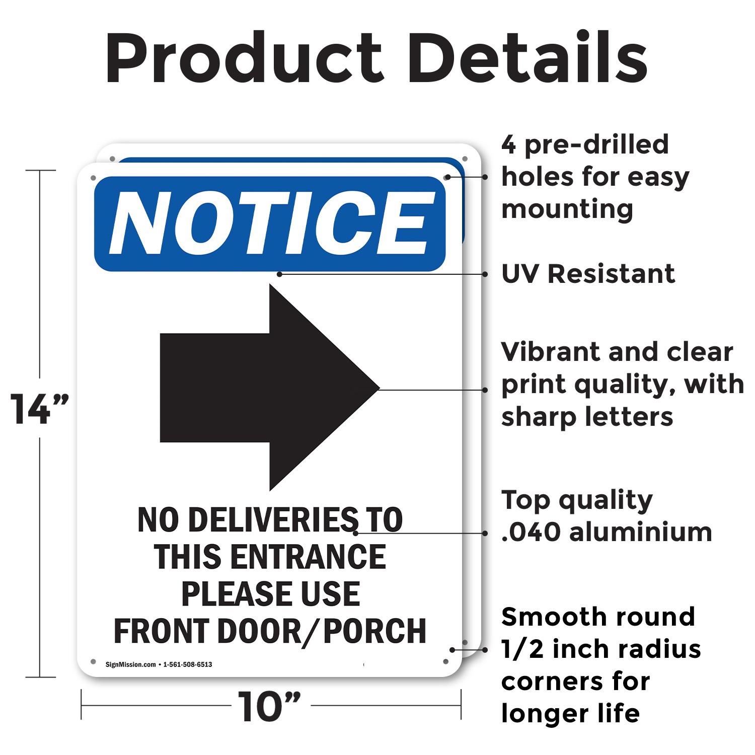 (2 Pack) No Deliveries To This OSHA Notice Sign Decal Metal Plastic