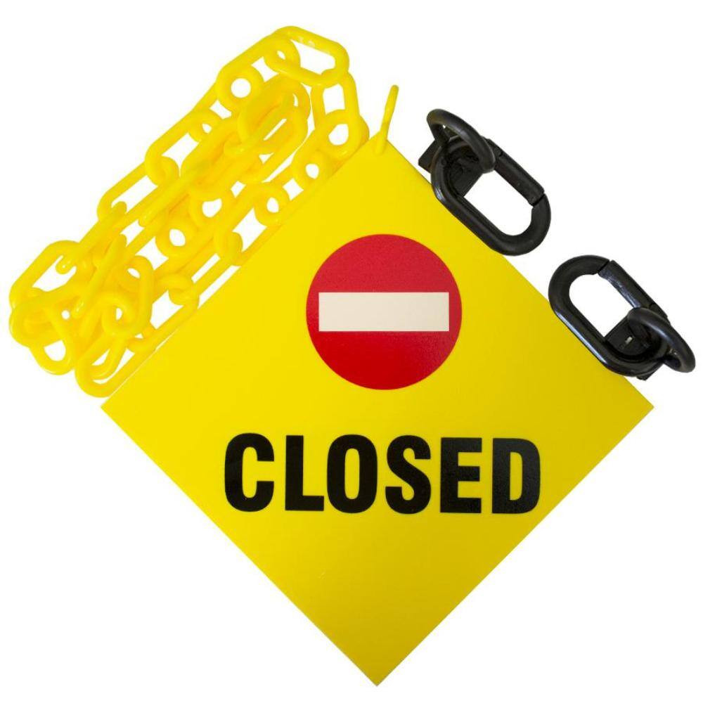 Closed Sign 8 In. X 8 In. with 12 Ft. Yellow Plastic Chain