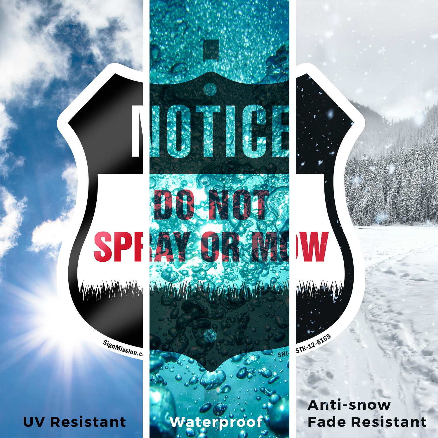 Warning Do Not Spray Or Mow Shield Shaped Sign With Stake Made in the USA