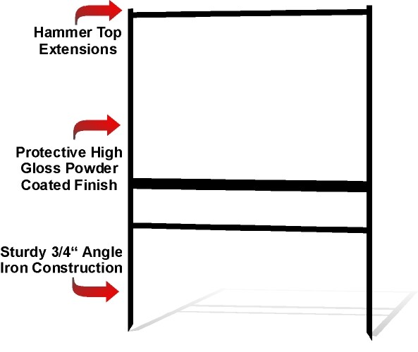 Real Estate Yard Sign Metal Frame, 24 x 36 Slide-In (1) Rider, Black (Pack of 1)