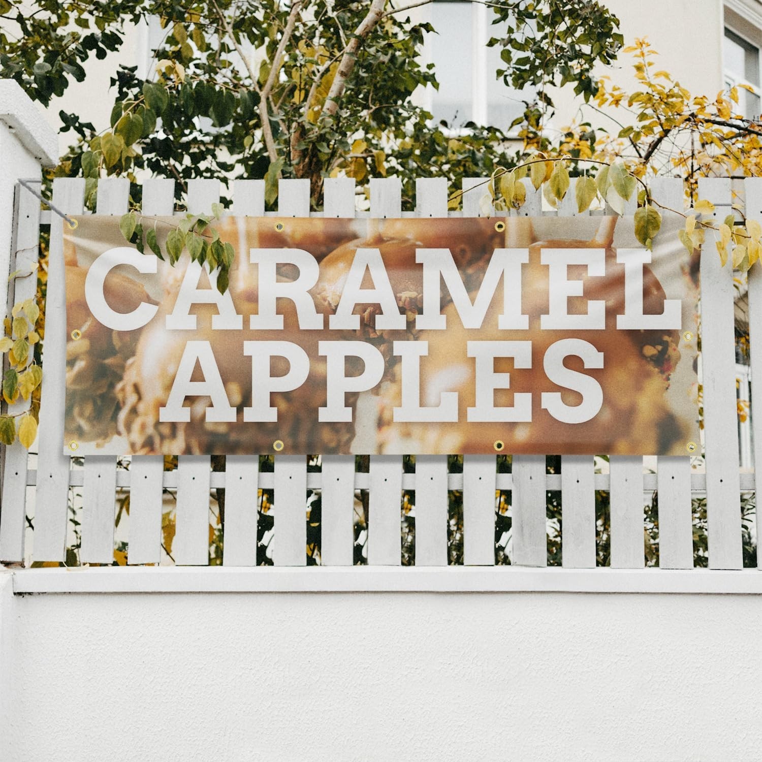 SignMission Caramel Apples Banner Sign 36×96 Inch 13 oz Vinyl Metal Grommets