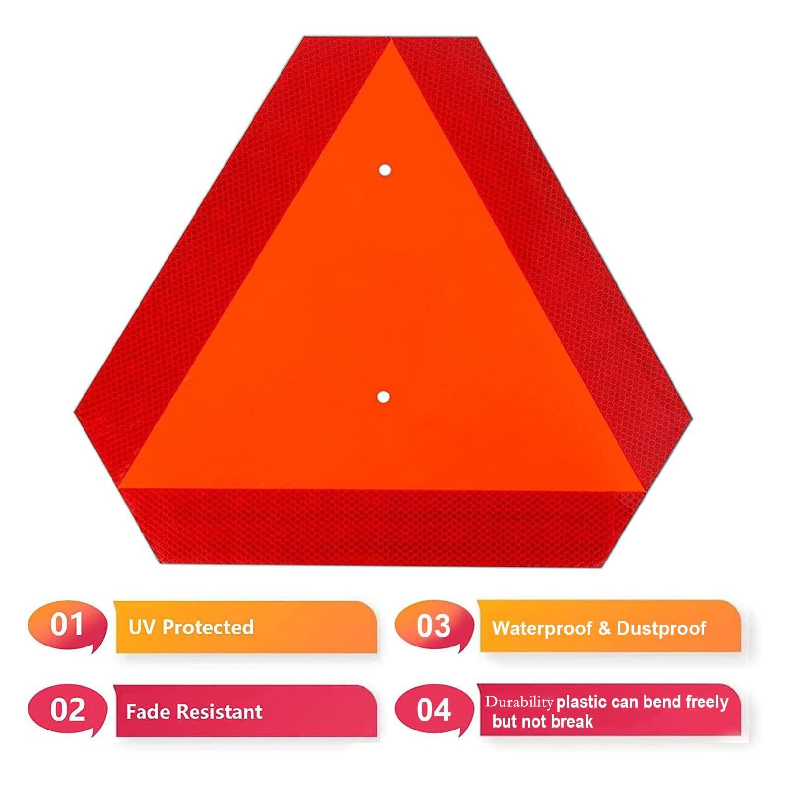 Slow Moving Vehicle Triangle Sign, Plastic Farm Triangle Safety Sign, SMV Sign