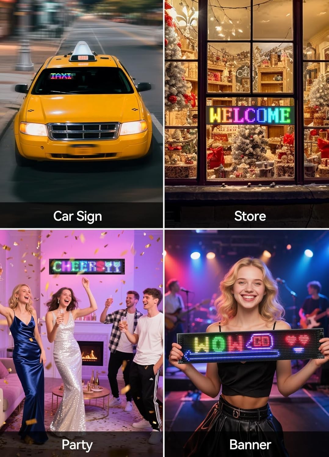 Vibrant Multi-Color LED Matrix Display for Bar & Store | APP & Remote Controlled