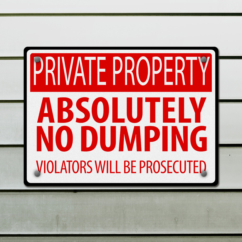 Horizontal Metal Sign Absolutely No Dumping Weatherproof Street Signage