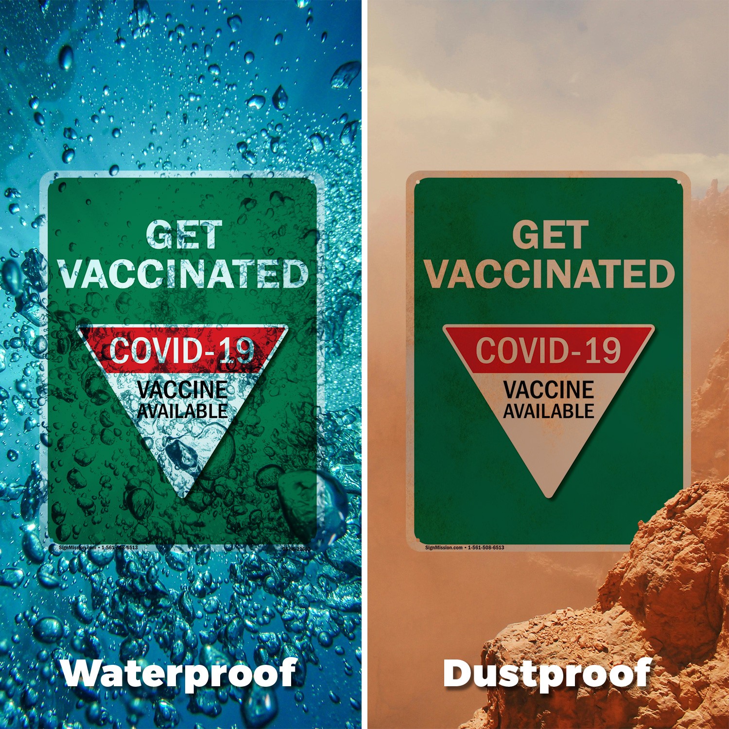 Get Vaccinated Covid-19 Vaccine Available Public Safety Sign, Decal 5 or 10 Pack