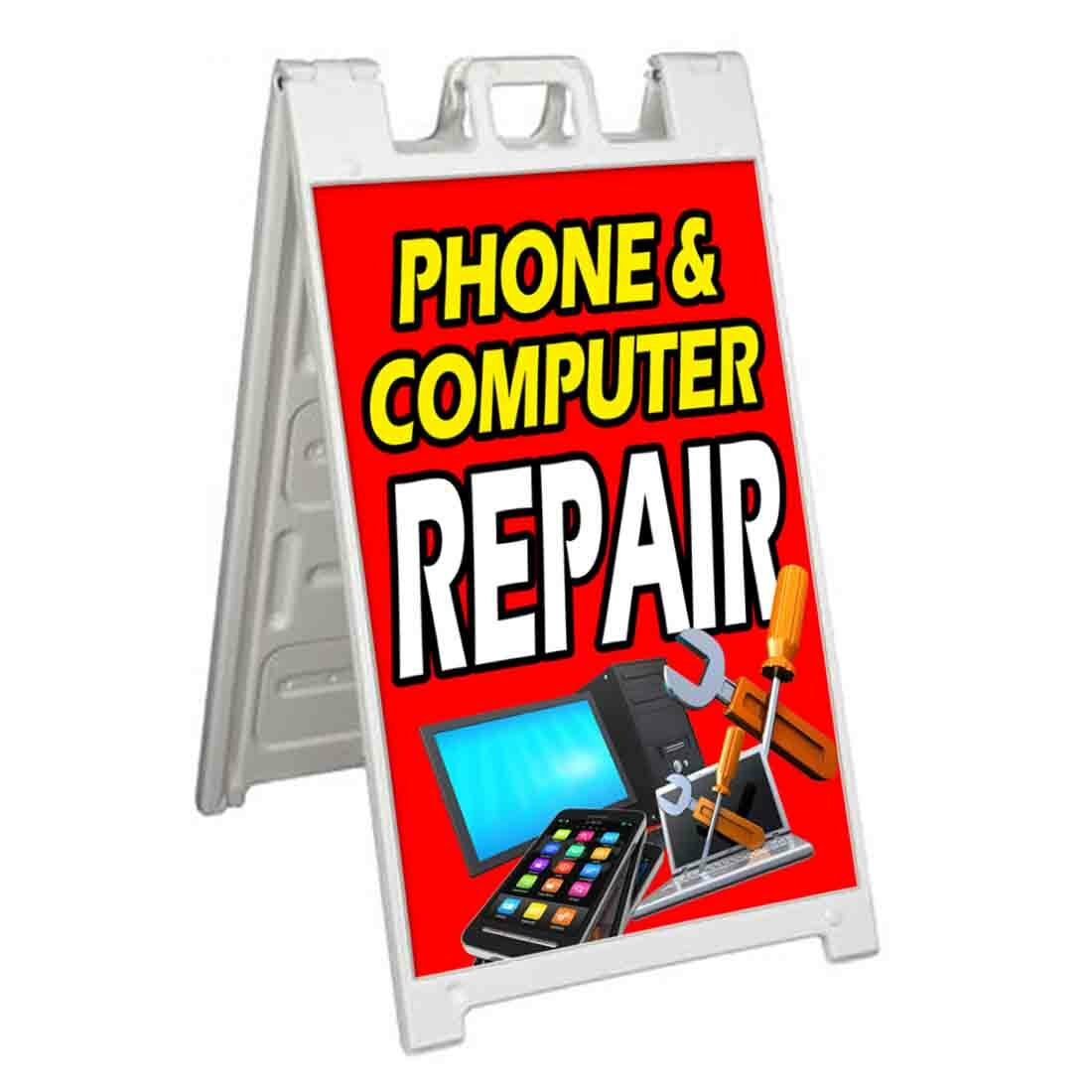 PHONE AND COMPUTER REPAIR Signicade 24×36 Aframe Sidewalk Sign Banner Decal FIX