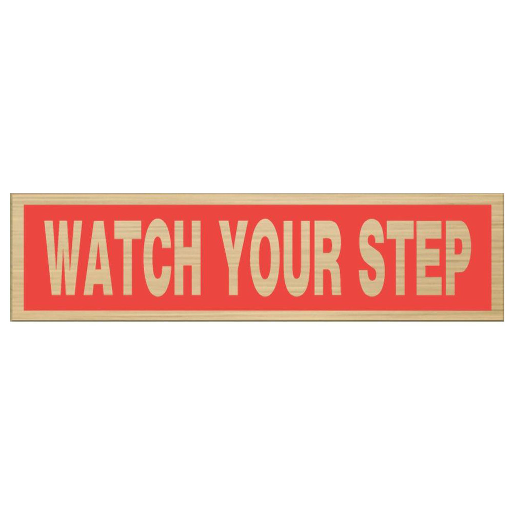 Hillman Gray & Black Nickel Mylar Self-Adhesive Watch Your Step Sign, 2 x 8″