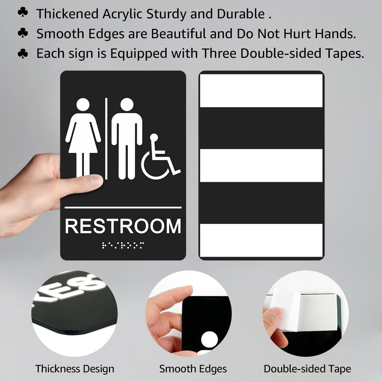 ADA Braille Unisex Bathroom Signs,9 x 6 Inches Restroom Signs with -Adhesive …