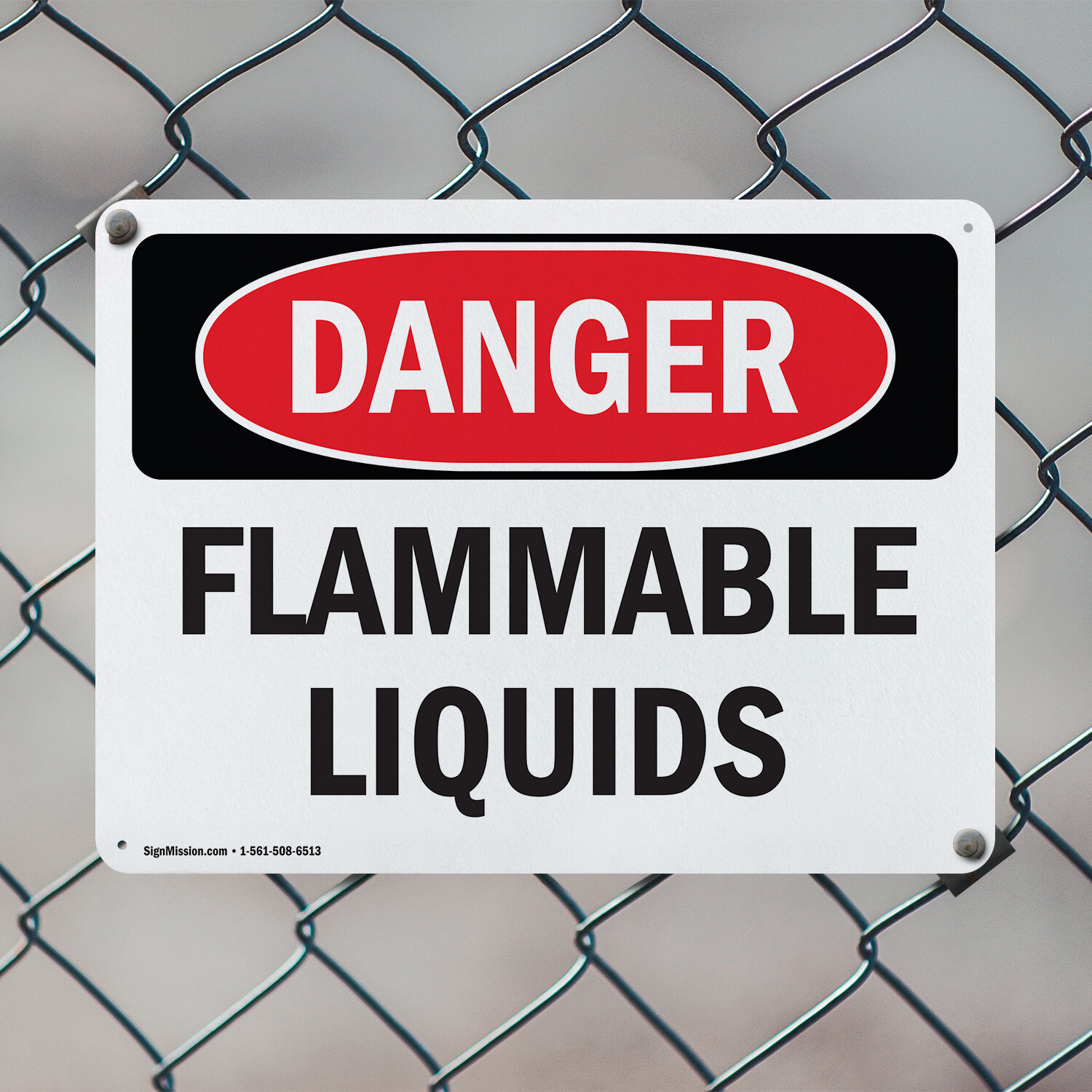 (2 Pack) Flammable Liquids OSHA Danger Sign Decal Metal Plastic