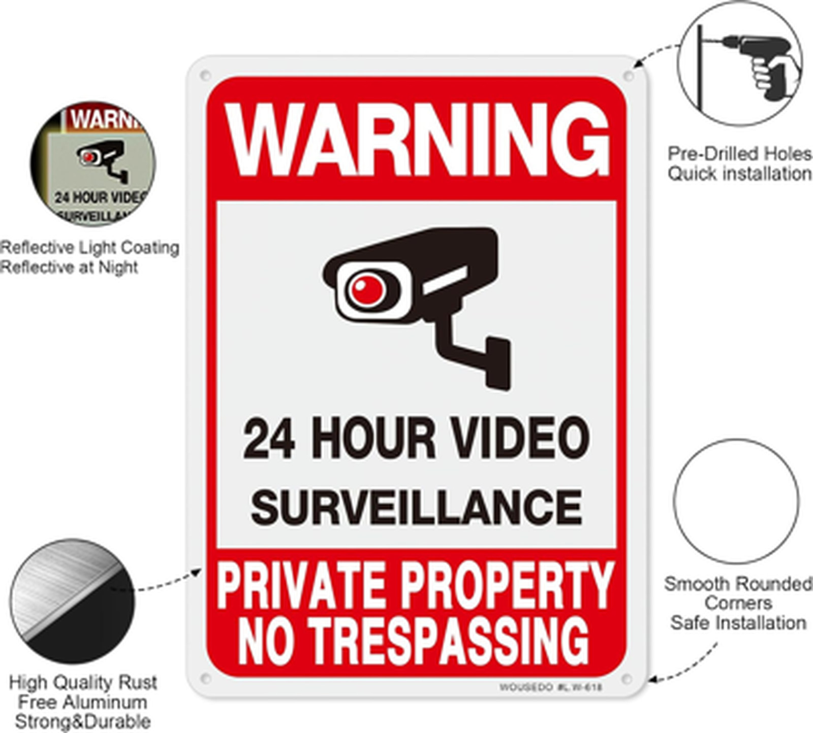 Private Property No Trespassing Sign 4 Pack Aluminum UV Waterproof Security
