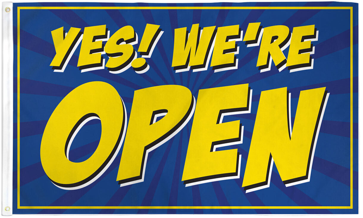 Yes We Are Open Flag 3x5ft Business Flag Advertising Sign Open Flag BLUE